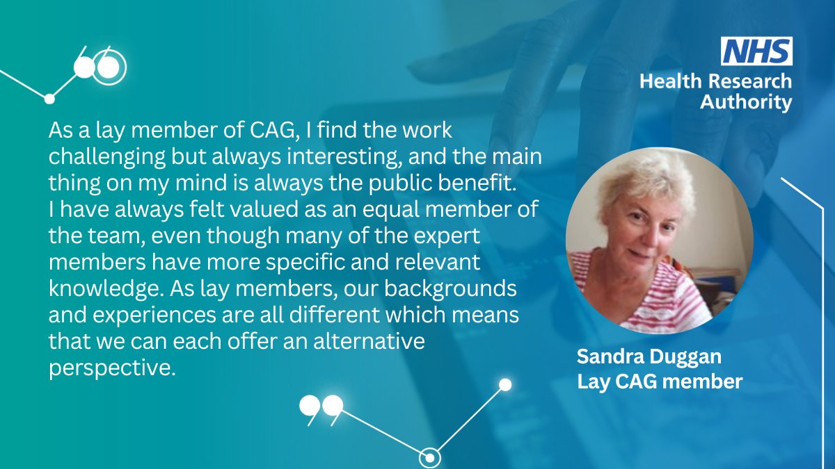 We're looking for people to join our Confidentiality Advisory Group (CAG)! CAG plays a vital role, advising on applications for the use of patient data without consent. Find out about Sandra's experience of being a member and how to apply to join CAG: hra.nhs.uk/about-us/commi…