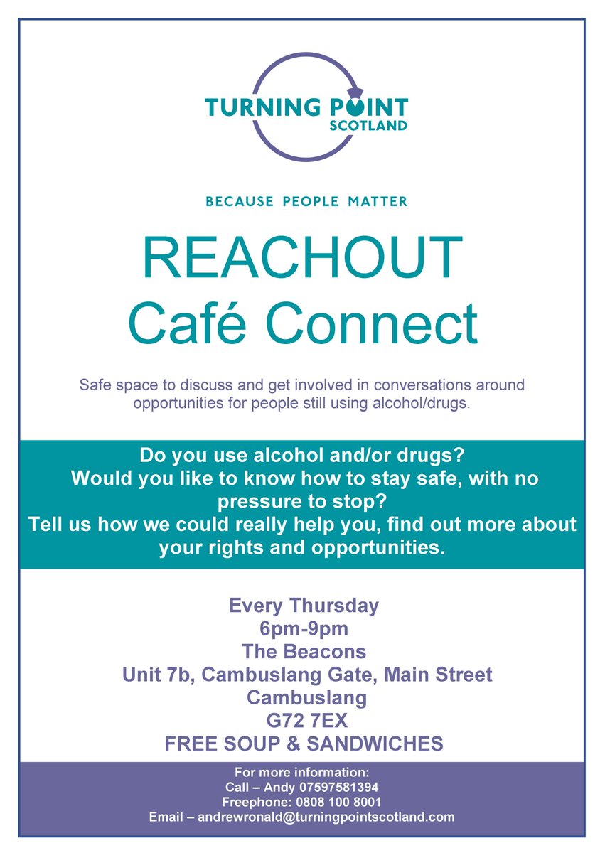 Cafe Connects ☕ Come along and join us for a safe space to connect with others. 📅Every Thursday ⏰ 6pm - 9pm 📍Unit 7b, The Beacons, Cambuslang Gate