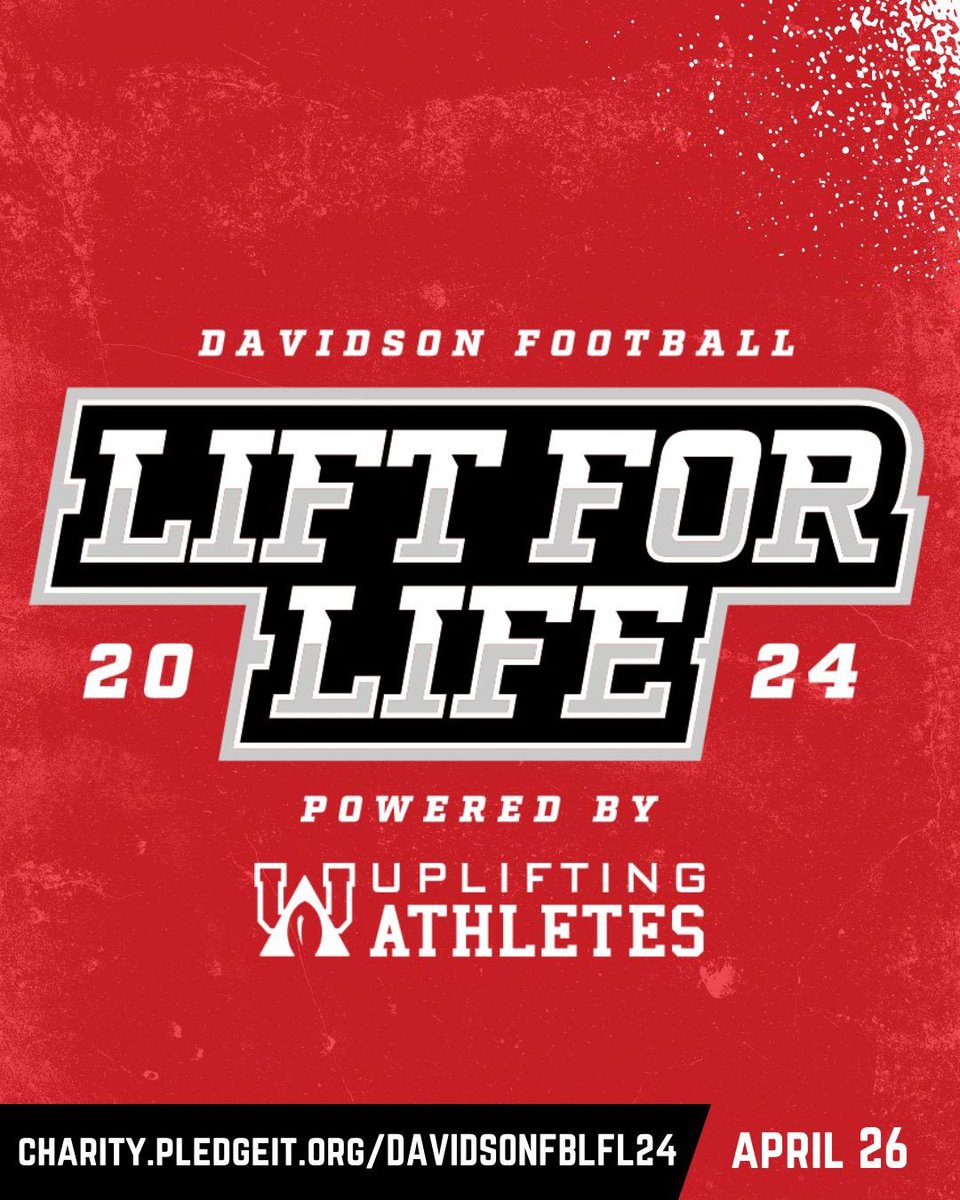 Davidson Football (@davidsonfb) on Twitter photo We are excited to raise money for rare disease research through our annual Lift for Life fundraising event with <a href="/UpliftingAth/">Uplifting Athletes</a> Please consider joining our efforts to raise $10,000 for this amazing cause and stay tuned to watch us throw around 225 lbs on bench this Friday! Link โฌ๏ธ We are excited to raise money for rare disease research through our annual Lift for Life fundraising event with <a href="/UpliftingAth/">Uplifting Athletes</a> Please consider joining our efforts to raise $10,000 for this amazing cause and stay tuned to watch us throw around 225 lbs on bench this Friday! Link โฌ๏ธ