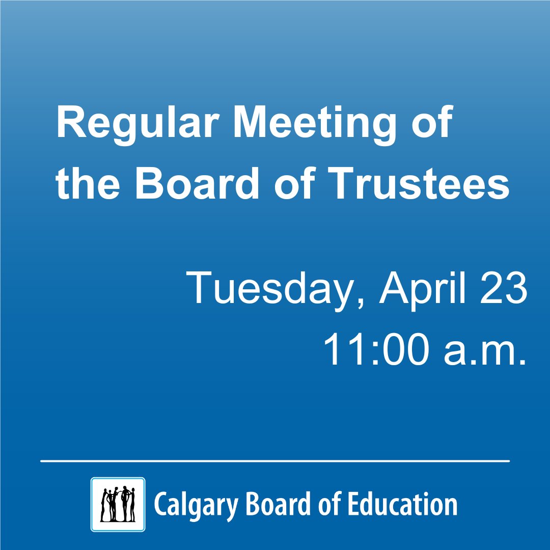 Today’s Board of Trustees public meeting starts at 11 a.m. at the Education Centre - ow.ly/F7wf50BilSQ #yycbe