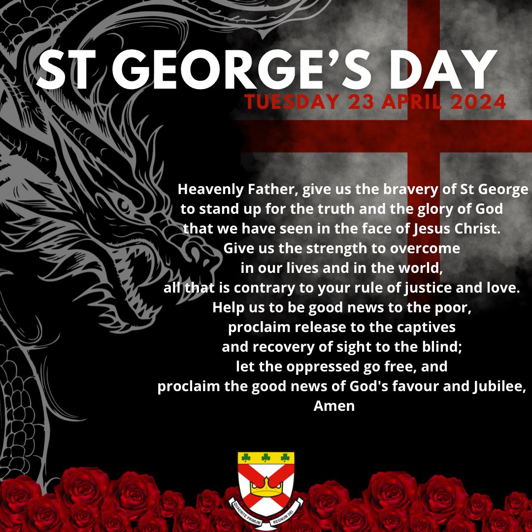 ❤️🏴󠁧󠁢󠁥󠁮󠁧󠁿ST GEORGE’S DAY🏴󠁧󠁢󠁥󠁮󠁧󠁿❤️ “St George, blessed soldier of the Lord, obtain for us purity of mind and body, so we may be made ready for the battles that await us on our pilgrim way.” Join us in our prayers and celebrations of our country’s patron saint. #stpatsfam #StGeorgesDay