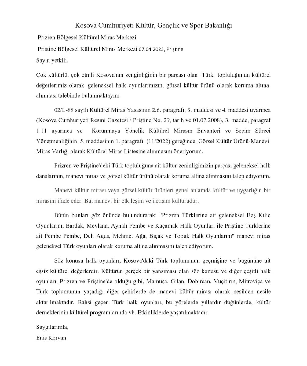 KervanEnis's tweet photo. 🇽🇰🇹🇷23 Nisan Kosova Türkleri Milli Bayramı Kutlu Olsun
"Prizren’deki 🇹🇷 Türk Toplumunun Kültürel  Değerlerinin Koruma Altına Alınması" başvurum karara bağlandı. Prizren Türklerine ait Mevlana,Horo,  Kılıç,Aynali Pembe,Celin Yani,  Kaçamak,Bardak halk oyunları artık koruma altında https://t.co/uS2Be7HLsT