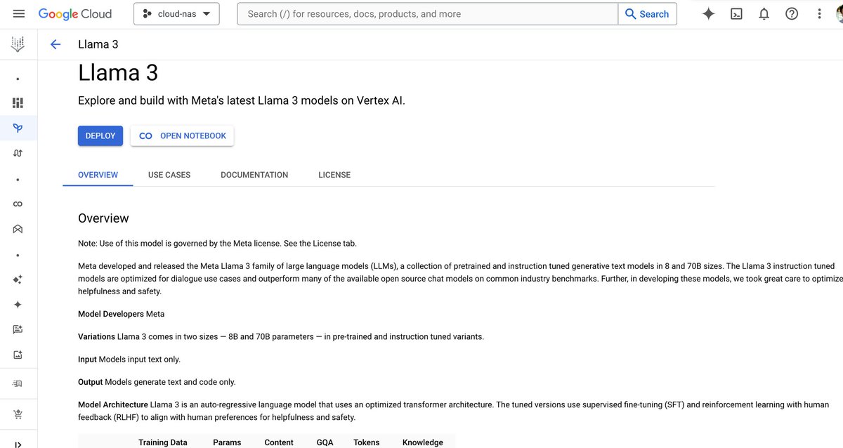📣 Tune, distill, and evaluate Meta Llama 3 on Vertex AI! We are thrilled to bring developers the latest state-of-the-art models like @AIatMeta's Llama 3 *and* the best infrastructure and tooling to build #generativeAI agents on these models → goo.gle/3w3wX7S