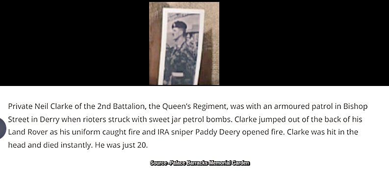 #OnThisDay (Easter Monday) in 1984 the IRA m*rdered Neil Clark, 19-day before m*rdered. Soldier in Queen’s Regiment sh*t in back of his head after he jumped from petrol b*mbed burning Land Rover, Londonderry. His uniform caught fire. Due to marry his fiancée, 19, in that summer.