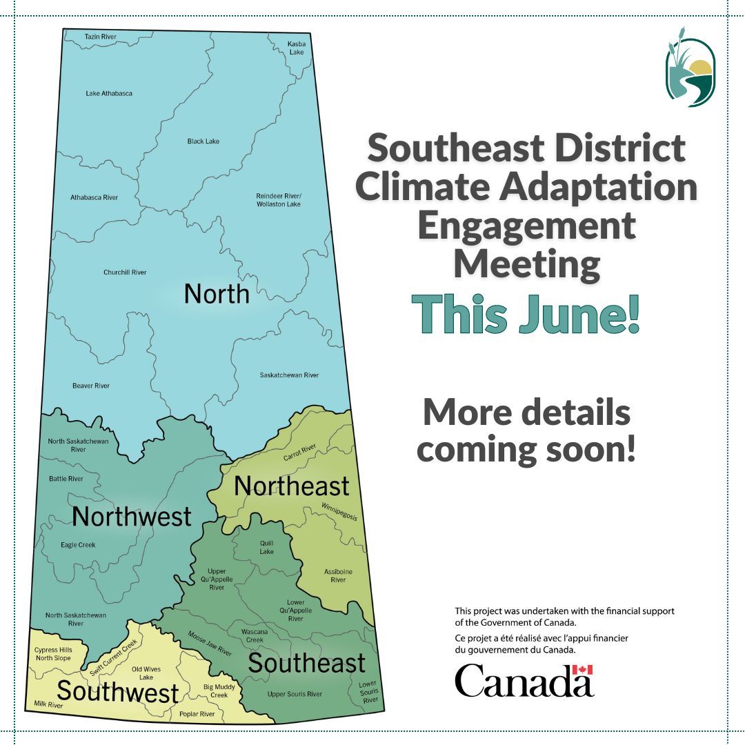 SAWatersheds's tweet photo. This June, SAW will begin Climate Change Adaptation Planning Community Engagement Meetings in the Southeast Watershed District. Please watch our social media for further details.
👉 For questions, please email ccap@saskwatersheds.ca
#ClimateAdaptation #environmentalsystems https://t.co/z59A6eVxEX