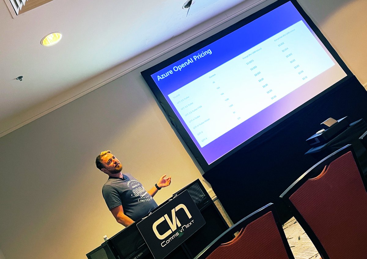 First session at #commsvnext with <a href="/AlexHolmeset/">Alexander Holmeset</a> on integrating Azure Open AI with #microsoftteams, live deployment and demo 👍