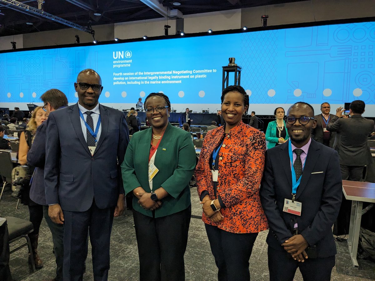 Happening in Ottawa🇨🇦 Min. @MujaJeanne is leading a delegation including HC @higiro_prosper, DG @Juliet_Kabera & REMA Multilateral Cooperation Officer @UmuhozaPatrick at the 4th round of negotiations to develop a global plastic treaty. Stay tuned for updates! #INC4