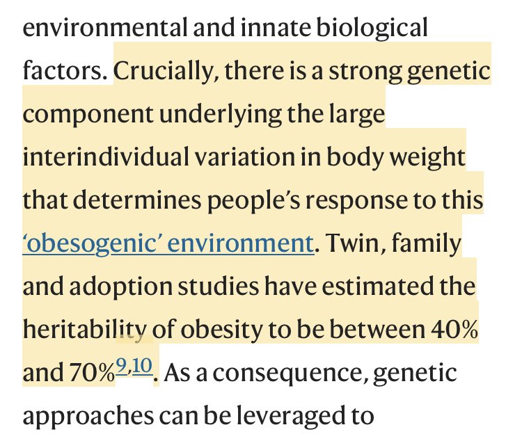 “Obesity is not genetic.” 🥴 nature.com/articles/s4157….