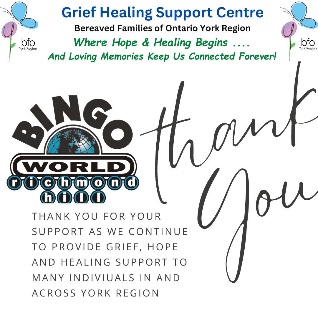 Thank you to our amazing sponsors, @bingoworld.gaming for their generous support! Their support made it possible for us to achieve our goals by offering FREE grief healing support to individuals! @cgamingcgood

#GriefHealingSupportCentre #GHSC #BFOYR #BFO #Grief #Healing