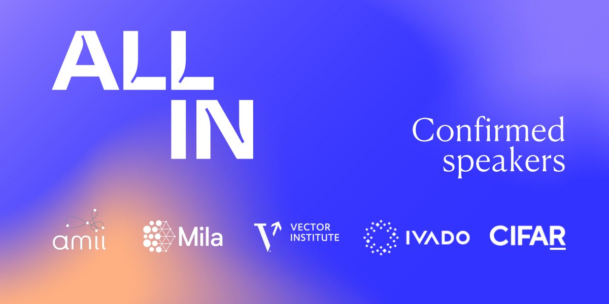 Meet with Canada's leading AI research institutes at #ALLIN2024! Don't miss conferences by the leaders of @AmiiThinks, @Mila_Quebec, @VectorInst, @IVADO_Qc and @CIFAR_News who will be sharing their expertise. Save your spot for #ALLIN 👉 allinevent.ai