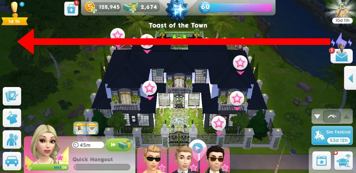 JeanJeansZ's tweet photo. Please move the "Fast-er Forward" icon to the left side of the screen. As now it's overlapping with the party notification. My finger always hit this new added thing when I go to the party.
@TheSimsMobile @SimGuruKatz @SimGuruSkye @SimGuruAwin2 @SimGuruPedro #TheSimsMobile https://t.co/fIYvVWJWdC