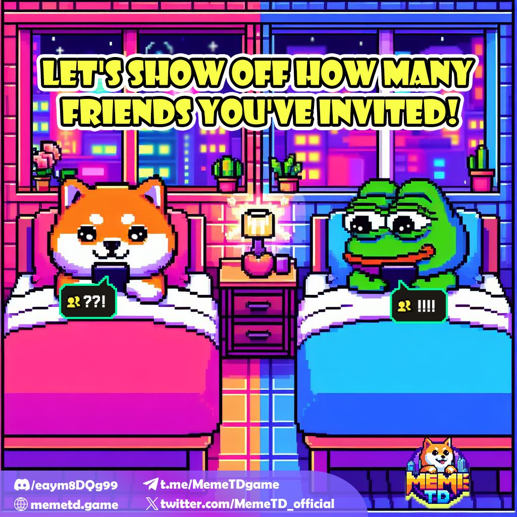 🙌 Let's show off how many friends you've invited 

💌 One of MemeTD's daily quests is inviting friends, which is also highly competitive. 
🌟 Convincing friends or new players to join using your invitation code is a fun challenge for users.  

🎮 Play now: