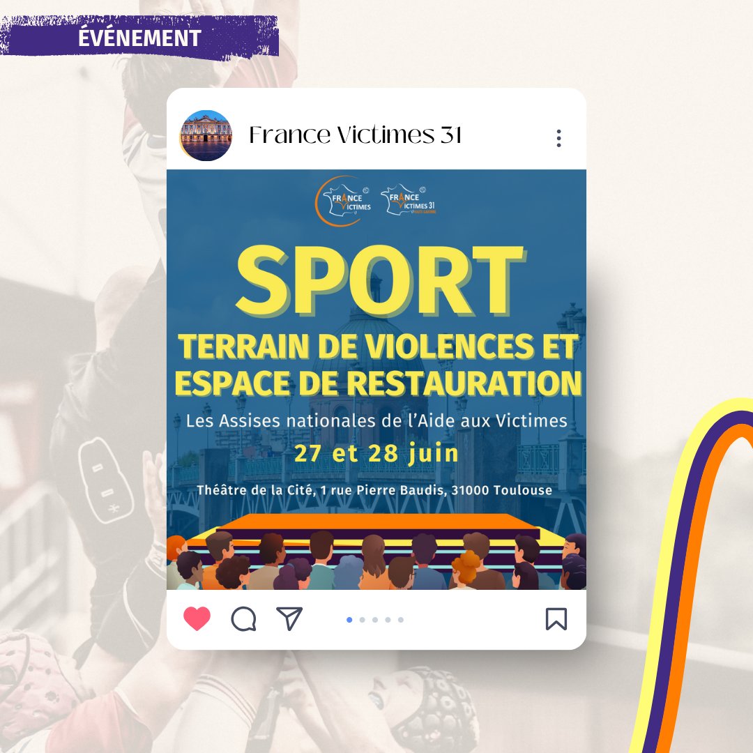 📅 Assises à #Toulouse │Le Sport comme terrain de violences et espace de réparation. ⮕ Inscriptions: swll.to/PHMgz1 #JO2024 #JOP2024 #Paris2024 @DIAVictimes @mlemenfv @JeromebertinFV @NadiaSoussi9 @cn2r_france