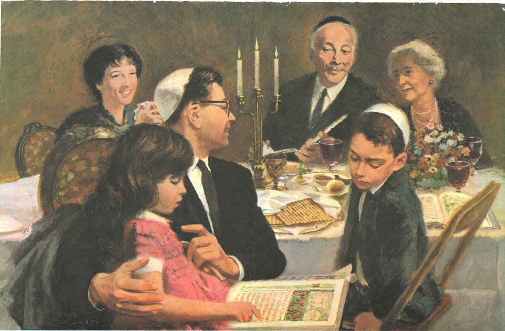 Illustration of a Passover seder from the Manischewitz 8-Day Menu Planner and Recipe Guide, New York City, 1972. #fromtheyivoarchives #seder #passover #peysekh #pesach #jewishholiday #manischewitz