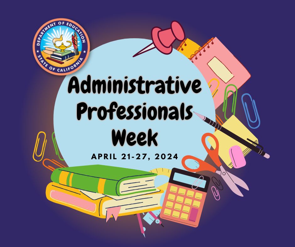 Happy #AdministrativeProfessionalsWeek! 🌟 State Supt. @TonyThurmond and CDE celebrate the incredible administrative school professionals across CA. Thank you for all you do to keep our school sites running smoothly and providing a safe learning environment for all students!