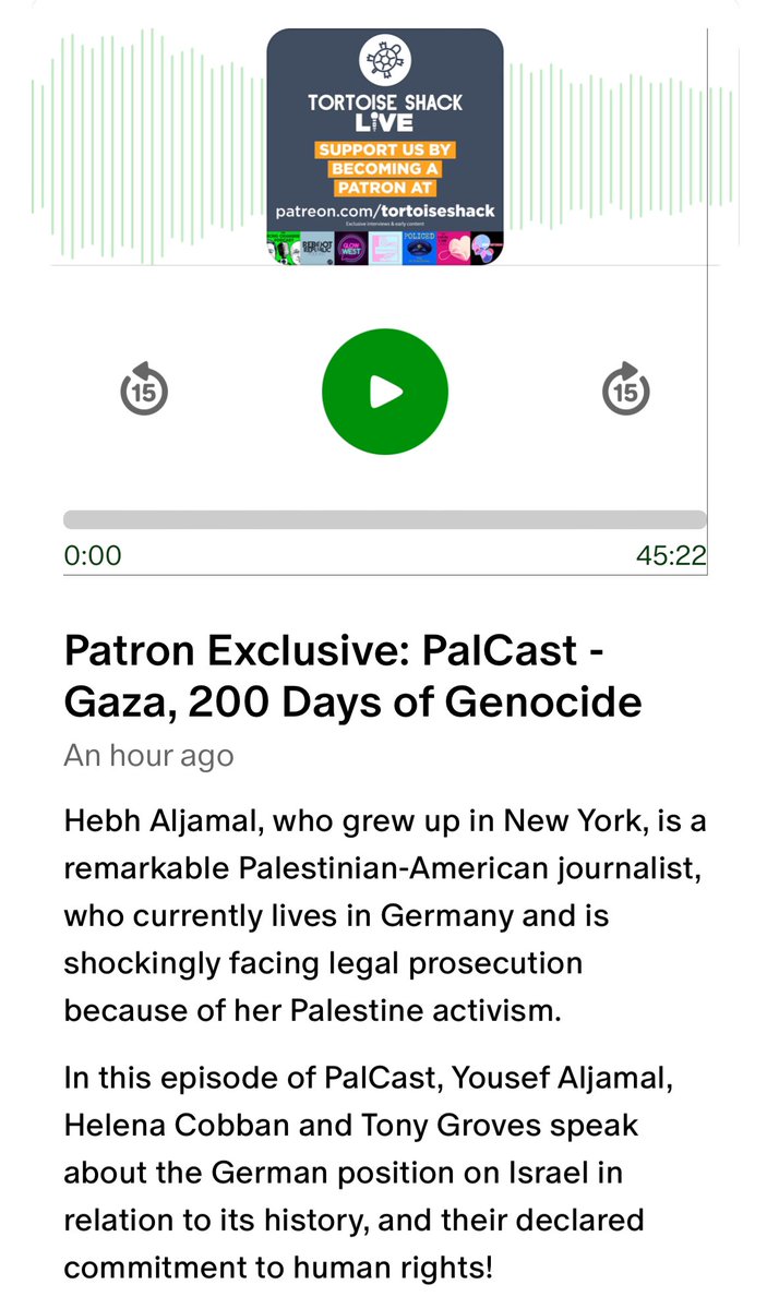 The latest PalCast reflects on the last 200 Days of Genocide, the remarkable determination of Palestinians and why this is the beginning of the end of the apartheid regime. (Thank you Hebh, Yousef and Helena) 🇵🇸💚 Listen now: patreon.com/posts/patron-e…