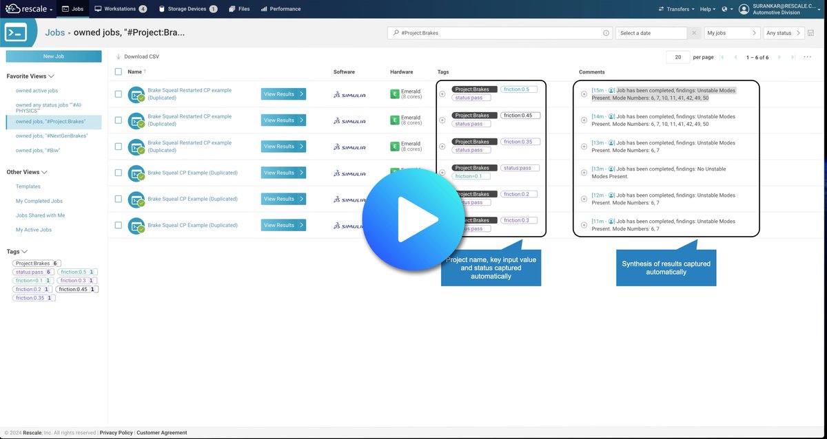▶️ New Use Case Demo Video - Automated Engineering Simulation Data Capture and Insights Summary: bit.ly/3UyhYwg Learn how to streamline the simulation processes and accelerate time-to-insight with automated data management. #DataManagement #RescalePlatform #Engineering