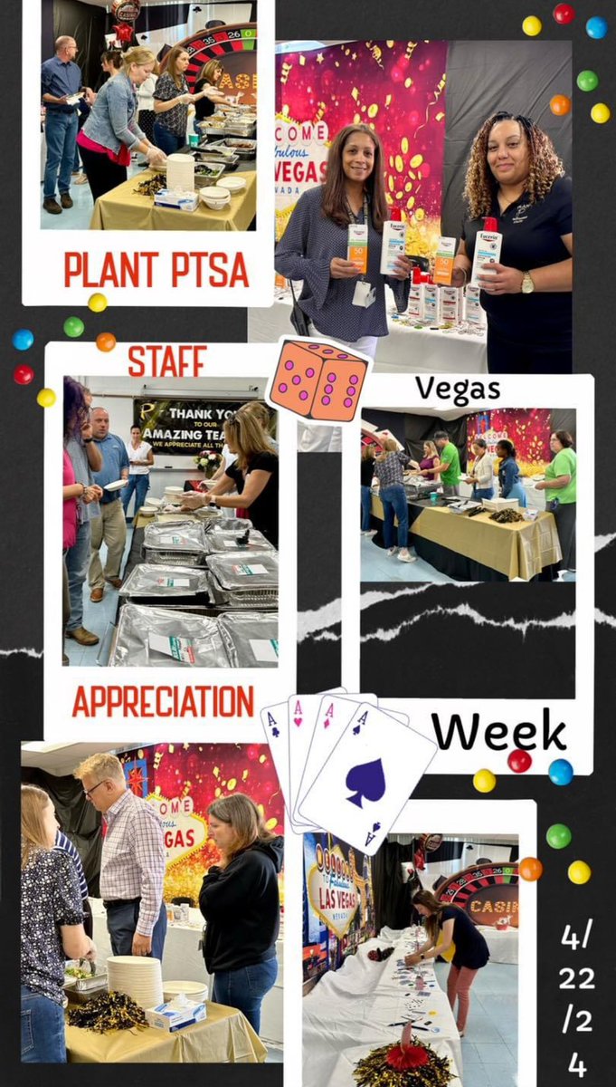 This week we are celebrating our teachers & staff. Once again our @PlantPTSA makes everyone feel like a WINNER! 🎰We ❤️ our teachers & staff!!! Hope you enjoy the week. Thank you for being a part of TEAM Plant!!! Go Panthers! 💛🖤