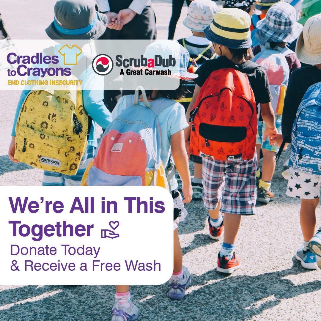 Small donation, big impact. Donate $5 in-store at any ScrubaDub tunnel location to help local kids in need get some #cleankicks, and get YOURSELF a FREE UltraShine Hot Wax! 
Can’t make it to the wash? Donate $10 online and receive a FREE Express Car Wash! bit.ly/cleanforkicks