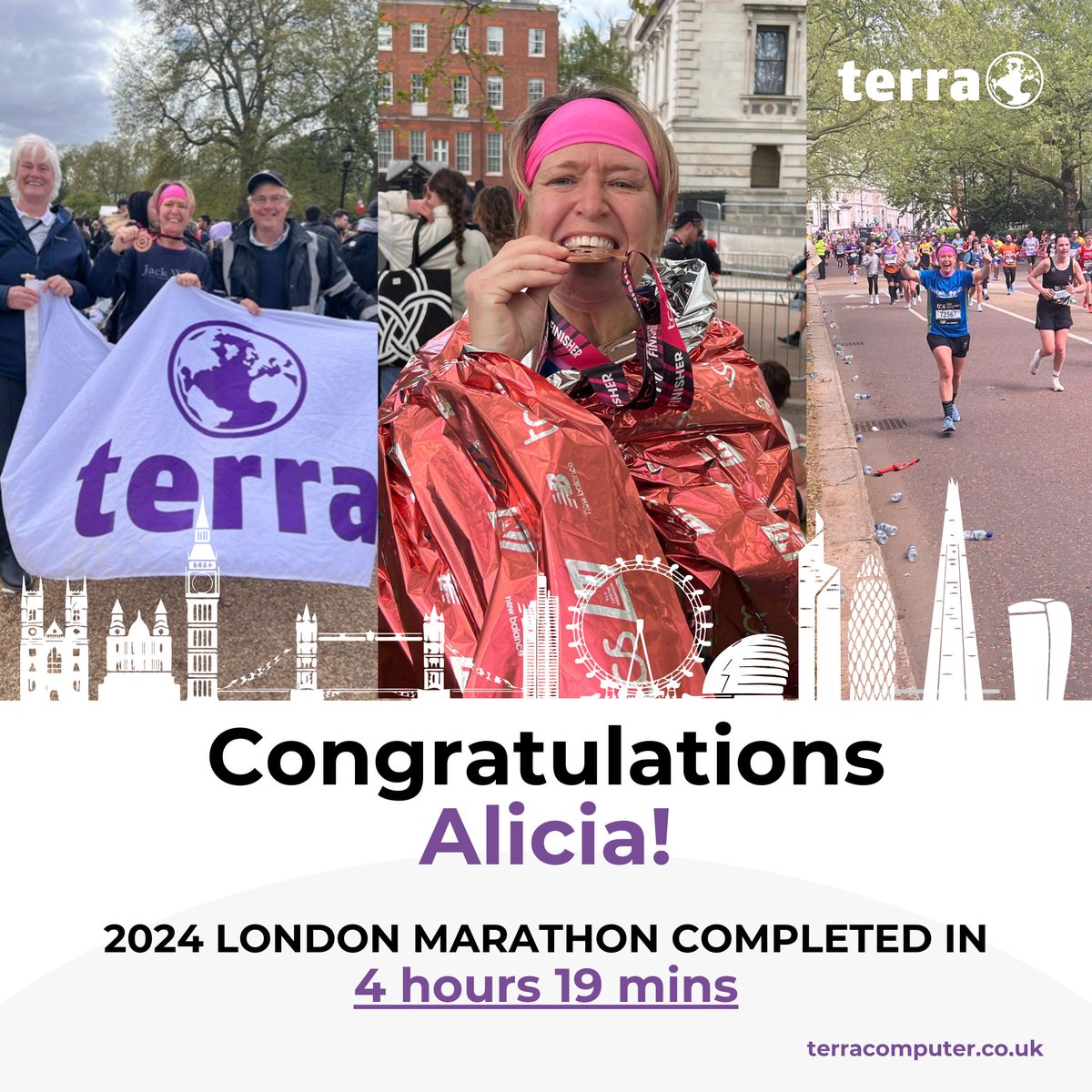 A huge congratulations to our Sales Director, Alicia, who completed the 2024 London Marathon in 4 hours and 19 minutes!🎉

Thank you to everyone who donated to Hope House and here's to next year?🥂🍾🏃‍♀️

#teamterra #londonmarathon #tcslondonmarathon #hopehouse