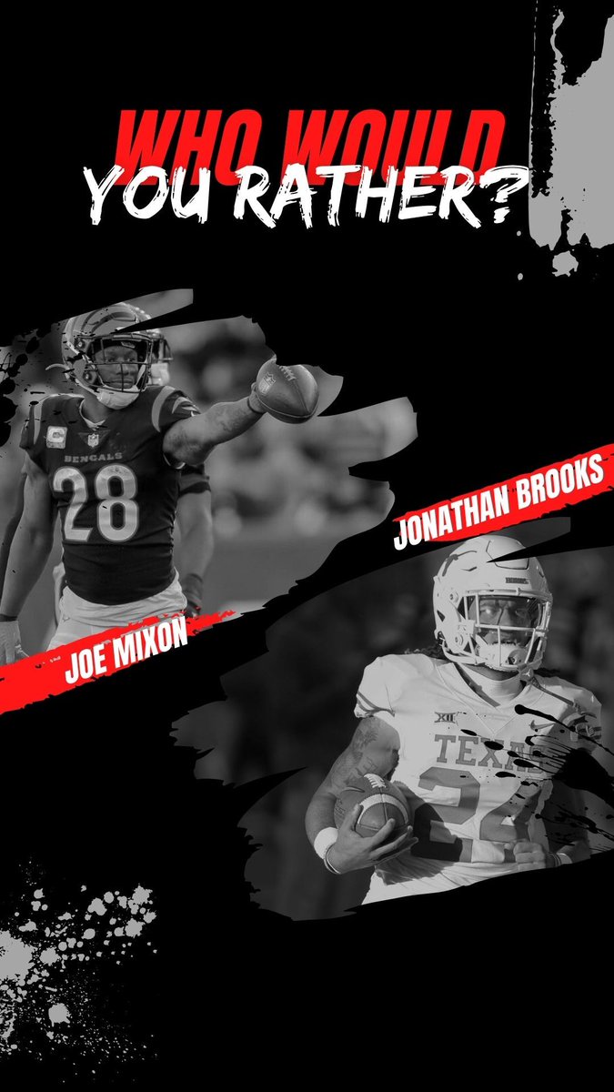 FFSQC's tweet photo. Who would you rather have at their ADP of the 8th round in SuperFlex dynasty? Joe Mixon or Jonathan Brooks? https://t.co/S3Srqeg7US