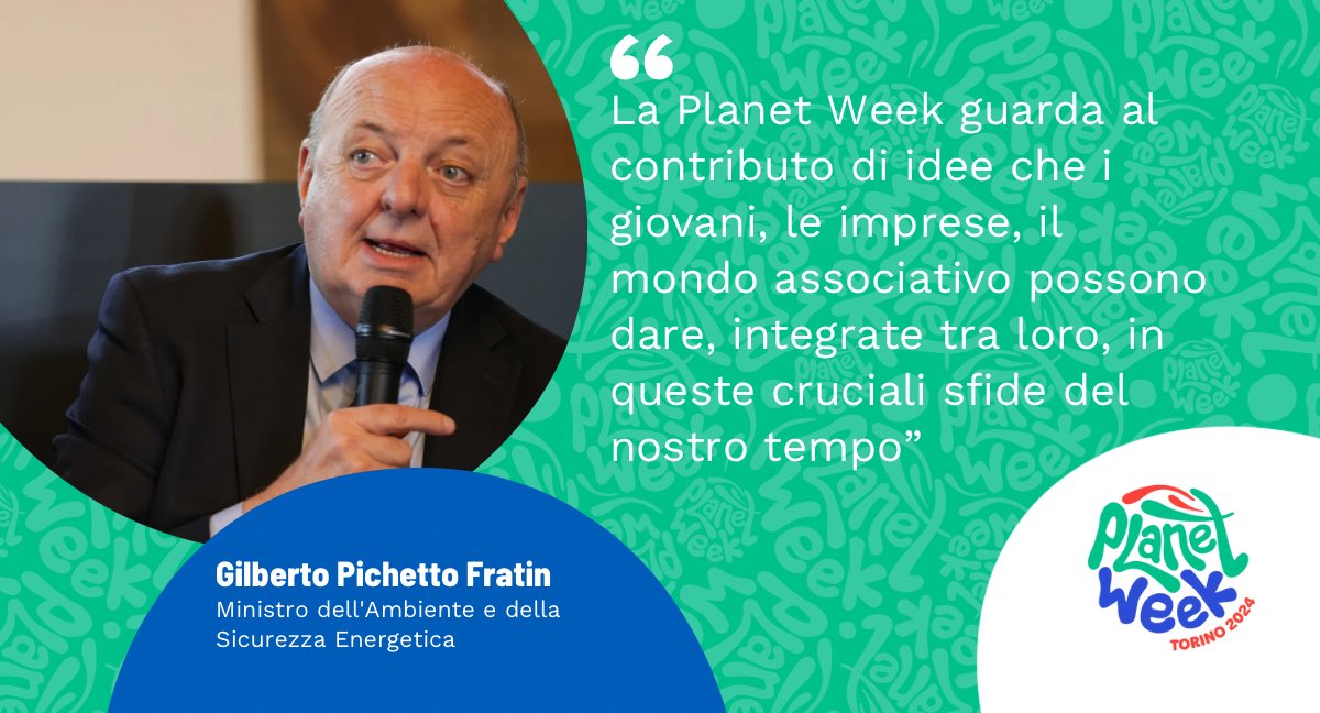 Remarks from Minister of the Environment, Gilberto Pichetto Fratin during #PlanetWeek 2024. Follow for more live updates from Turin, Italy 🇮🇹 @MASE_IT