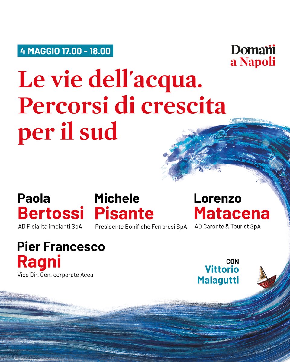 Vi aspettiamo sabato 4 maggio alle Gallerie d'Italia di Napoli per il nostro incontro con: Fisia Italimpianti, Bonifiche Ferraresi, @AceaGruppo e @caronteetourist Scoprite il resto del programma e prenotate qui il vostro posto 👇 eventbrite.it/e/biglietti-do…