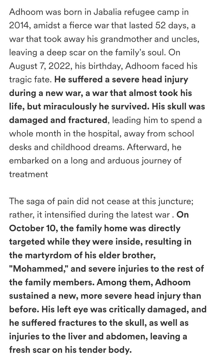 My brother, Adhoom (10-years-old), a child who survived wars & defied death twice. Now, another injury threatens his life. Help us by donating and sharing the link !! Be part of his journey to recovery.🕊 gofund.me/174a3394