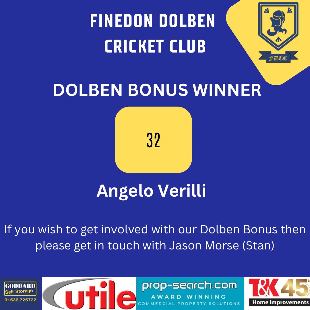 This weeks Dolben Bonus Winner is number 32 Angelo Verilli 👏