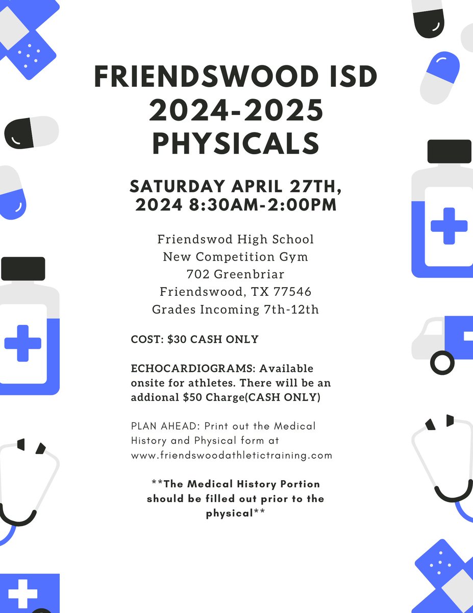 Almost Physical Day!!! @friendswoodisd @fwoodathletics @fhsmustangs @FriendswoodJH