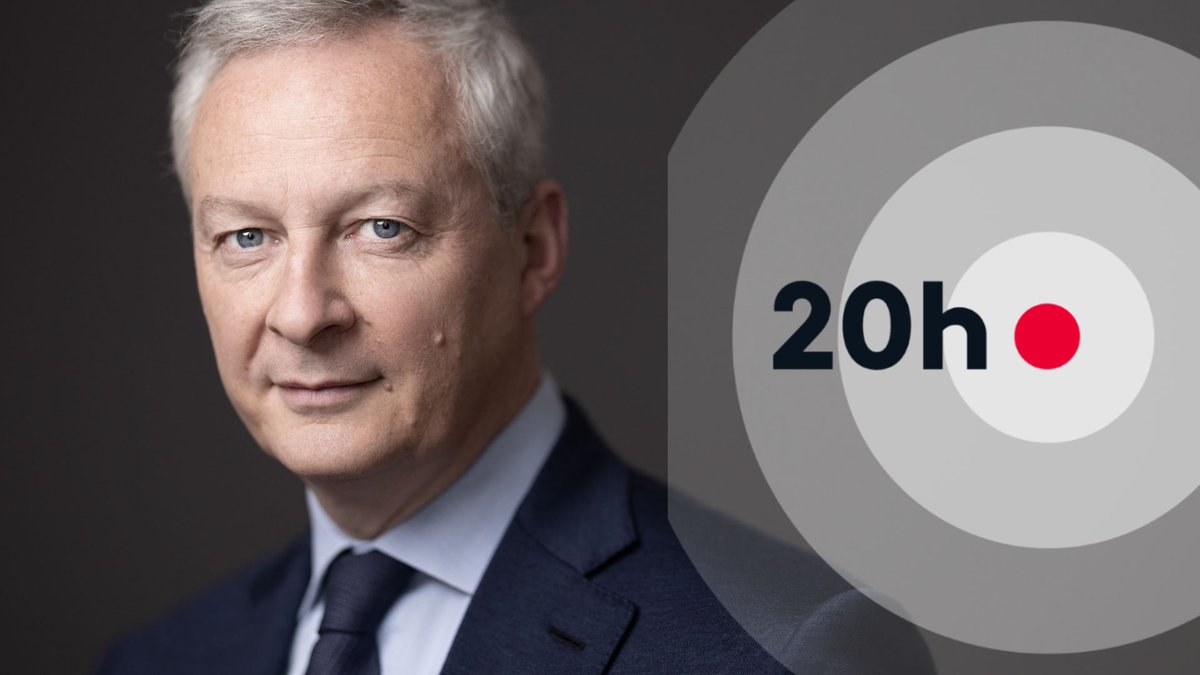 #INVITE @infofrance2 📌Ce soir Bruno Le Maire @BrunoLeMaire, ministre de l'Economie, des Finances et de la Souveraineté industrielle et numérique sera l'invité exceptionnel du #JT20H Il répondra aux questions de #AnneSophieLapix ▶️Sur #France2 et france.tv