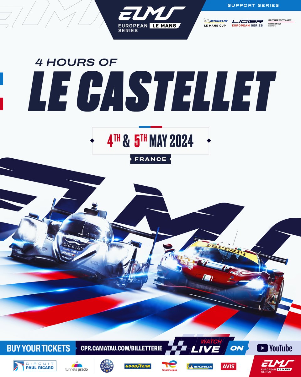 It’s coming faster than you think. 👀 The #ELMS paddock returns to Le Castellet next week with 43 cars ready to battle it out on track for Round 2, the #4HLeCastellet. 🇫🇷 Will you join us on Saturday & Sunday? Secure your tickets now: bit.ly/ELMSLeCastelle… 🎟️