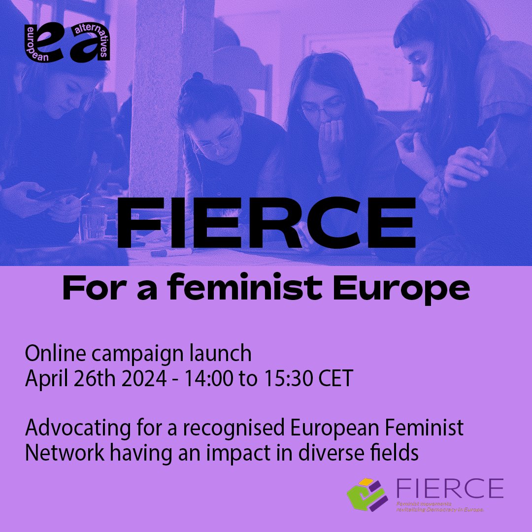 📢 The online launch event of the FIERCE campaign is coming on on April 26th 👉 This campaign, centered on feminist movements and organizations, aims to strengthen democracy in Europe amidst rising anti-gender and far-right forces. Find out more on @Fierceprojecteu 's page