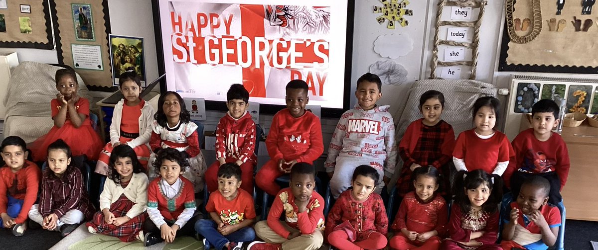 We wore red today to recognise St. George’s day! <a href="/HolyFamilyScho1/">Holy Family School</a>