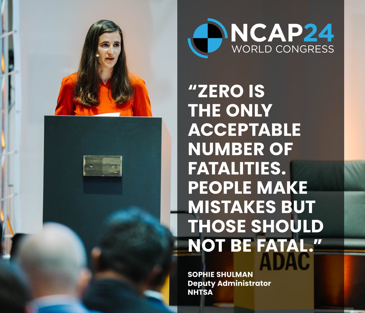 “NCAPs empower consumers by educating them when buying cars. Our presence at #NCAP24 is a renewal of efforts to reengage with the international road safety community.” Sophie Shulman, Deputy Administrator, @NHTSAgov #ForSaferJourneys