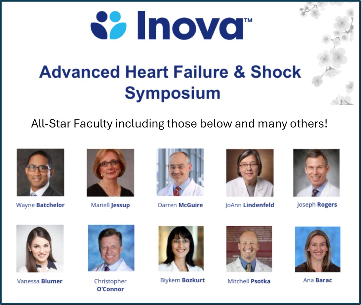 Still time to Register to attend the April 27 2024 Inova Advanced Heart Failure and Shock Symposium virtually. Deadline April 25. Hear updates on the latest research and best practices from our guest faculty and our outstanding Inova experts advancedhfsymposium.com