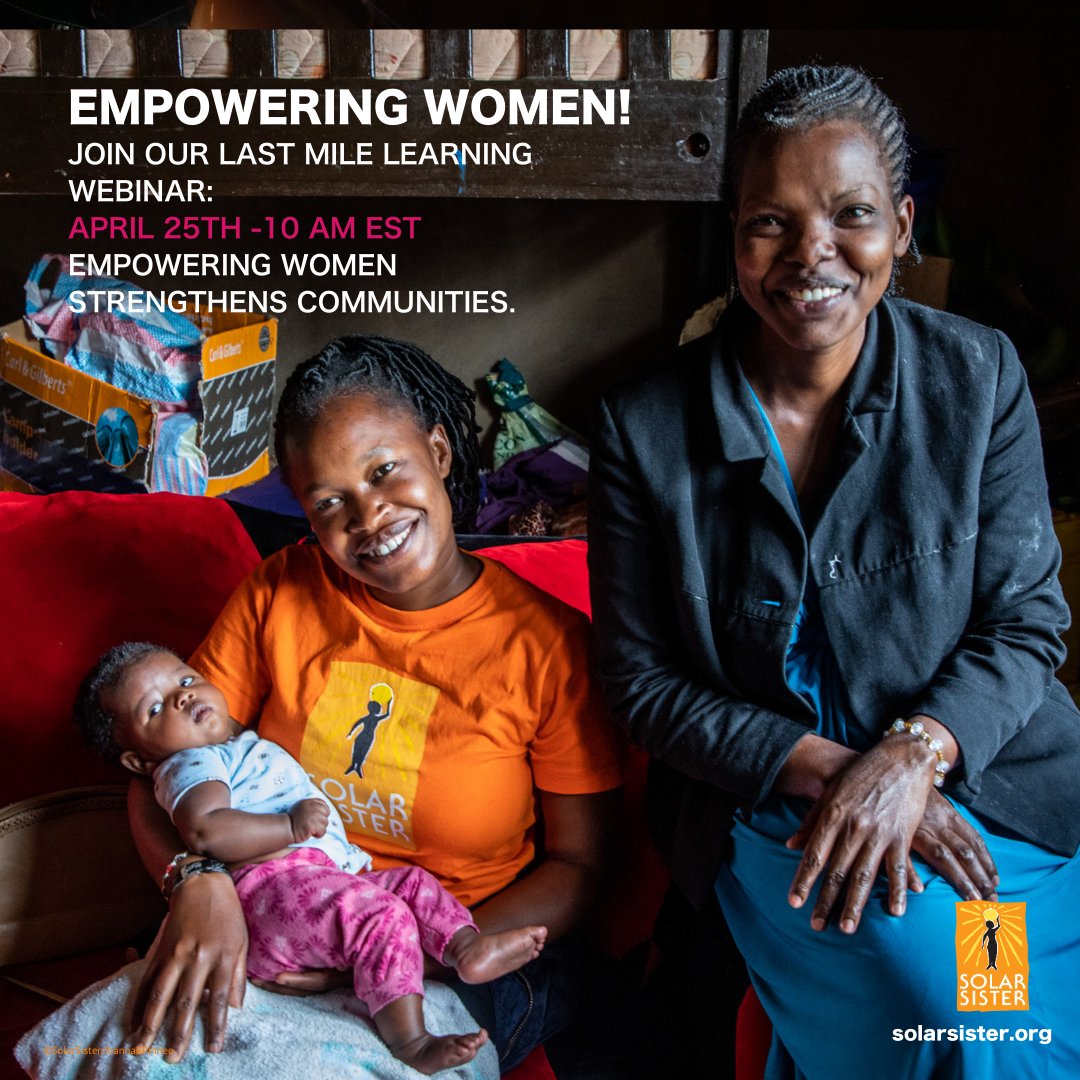 ☀️Join our Last-Mile Learnings Webinar- April 25th, 10 am EST.⁠ Empowering women strengthens communities. ⁠ Register to learn from our Solar Sister entrepreneurs as we dive into the insights from our 2023 year-end entrepreneur survey.⁠ ➡️To register-tinyurl.com/47ukwj2e