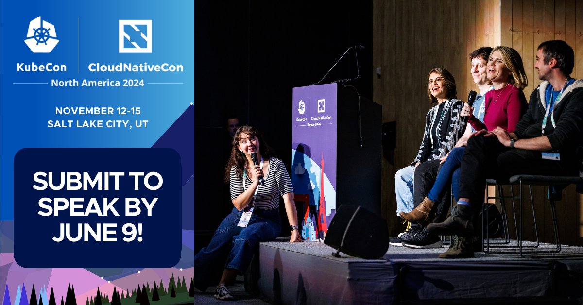 🗣️ Submit a talk to #KubeCon + #CloudNativeCon North America, where leading technologists from the #CloudNative community will come together from November 12-15 in Salt Lake City, Utah. Speak on #security, connectivity, #SDLC, #AI + #ML. Submit by June 9: hubs.la/Q02syVzR0.