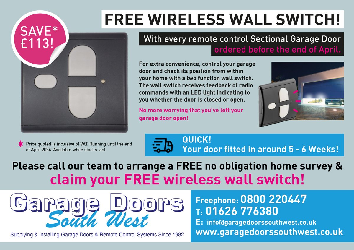 GarageDoorsSW's tweet photo. TECKENTRUP SECTIONAL GARAGE DOOR OFFER

📞 01626 776380
📧 lisa@garagedoorssouthwest.co.uk
📲 message us via our Facebook page
💻 https://t.co/k635QIc0wn
📱 send a WhatsApp message to 07769 937950

https://t.co/utTaLyG6nr

Rated as Excellent on Trustpilot https://t.co/096QrywMwb