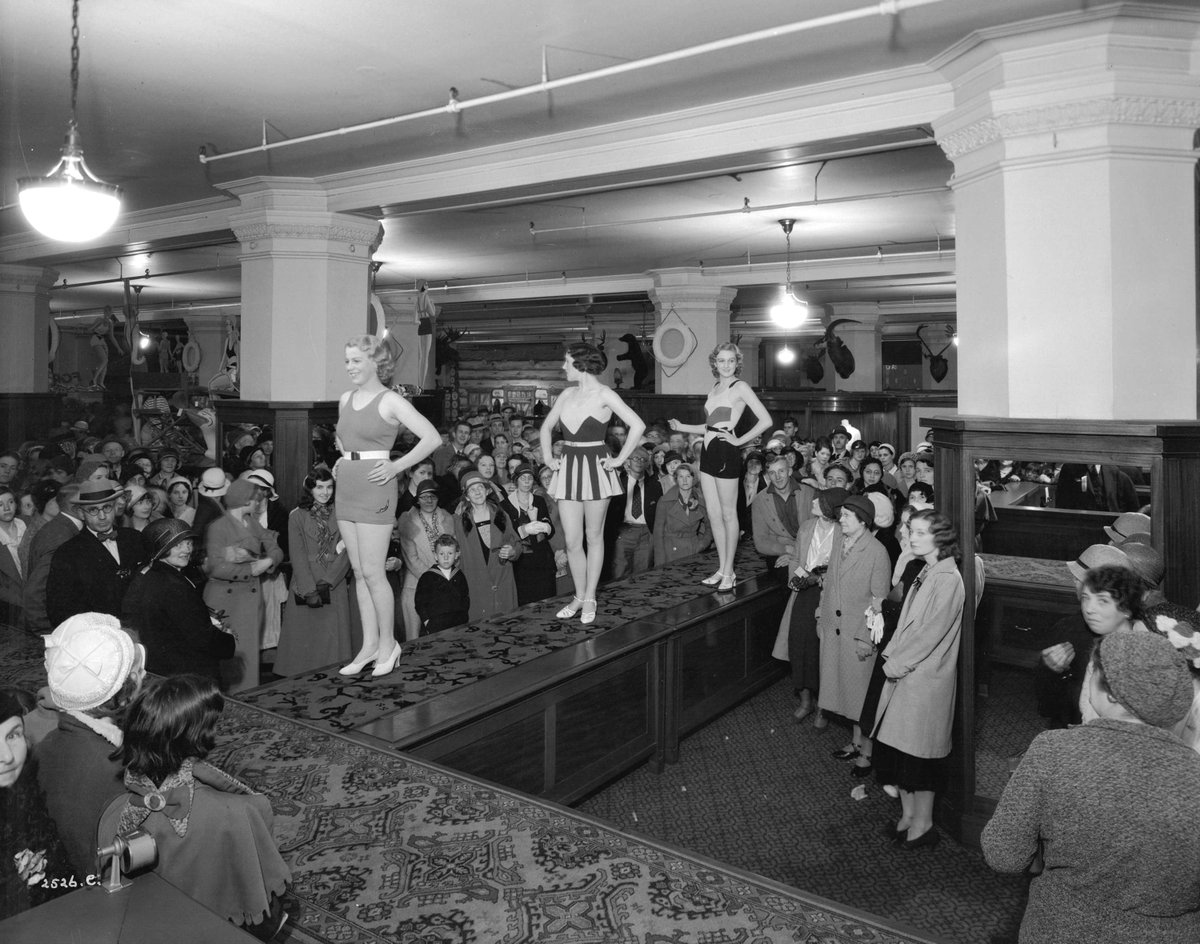 In honour of Vancouver Fashion Week please enjoy this piece on some of the records we hold pertaining to fashion. ow.ly/FuJL50QSNMG Image: [A swim suit fashion show at the Hudson's Bay Company] ref. code: CVA 99-4193 Dates: May 31, 1932 #vanfashionweek #fashionweek