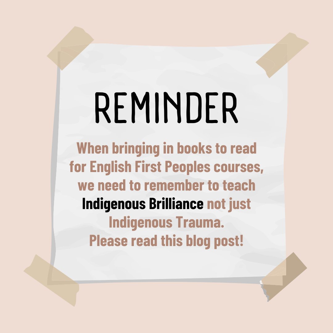 What books are you using for English First Peoples? Are you balancing your teaching with Indigenous Brilliance? We need to talk about this more. Have a read carolynroberts.net/single-post/te…