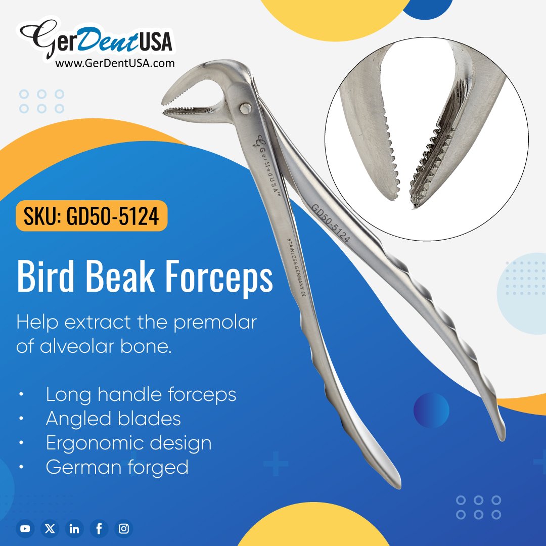Discover precision at your fingertips with these bird beak forceps from #GerdentUSA. 

Enhance your dental practice with tools designed for excellence. 

Shop Now!! tinyurl.com/24mds6vw

#DentalInstruments #PrecisionTools  #Dentalcare #Healthcare #GerDentUSA