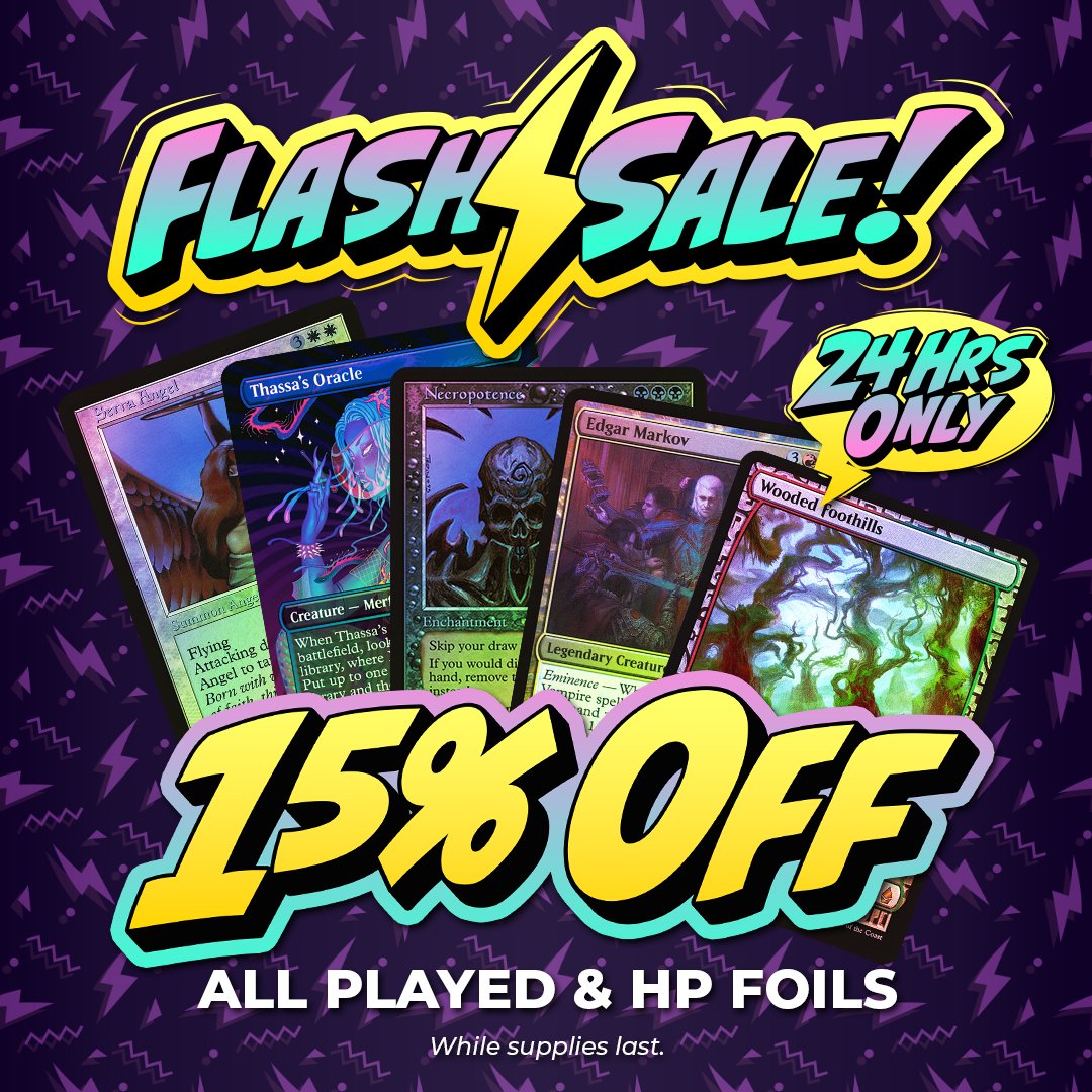 ⚡FLASH SALE ⚡ #MTG 🚨 15% Off All PL & HP Foil MTG Singles! 🚨 One day only!!🏃‍♂️💨 hubs.li/Q02tN-k50