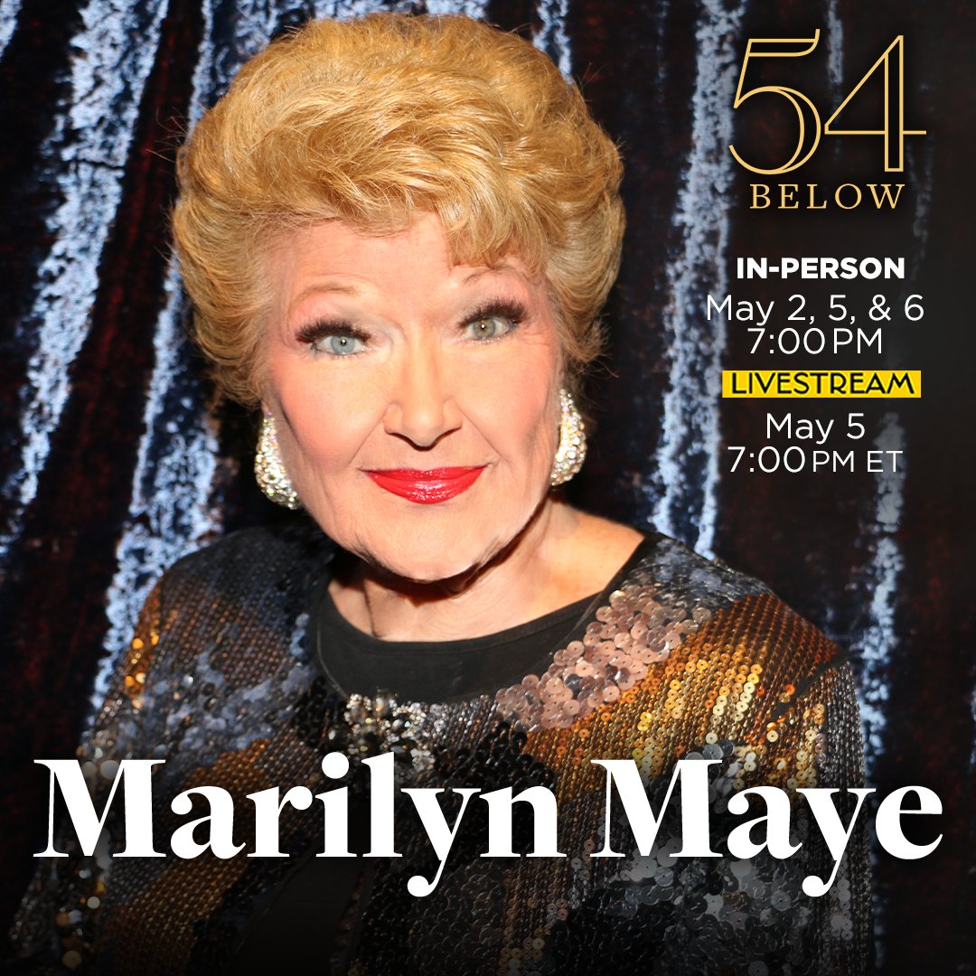 Streaming LIVE and in-person! Marilyn Maye's birthday bash continues this May. A theatrical dynamo with the power to “melt the heart of the most hardened cynics,” this is a show you won't want to miss - and you only have 3 more chances to see it! 54below.org/MarilynMaye