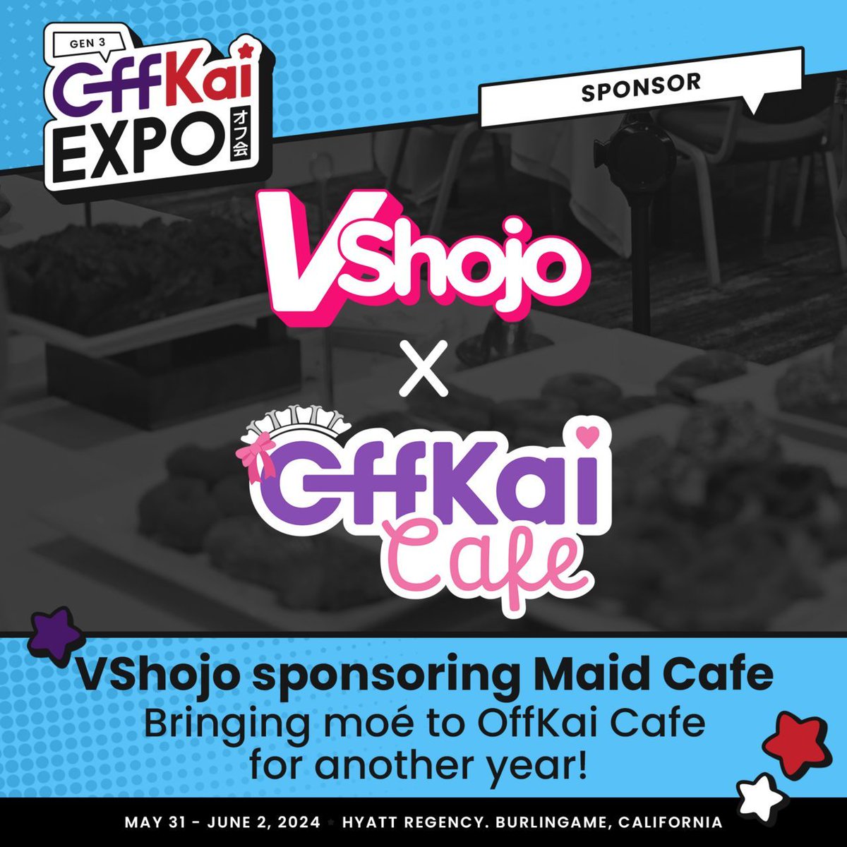 Moe, moe...kyun!~ ✨ We'd like to thank the amazing folks at @VShojo for sponsoring our Maid Cafe again this year! Keep an eye out for more information on how to book a seating at the cafe - tickets will be for sale soon! 👀