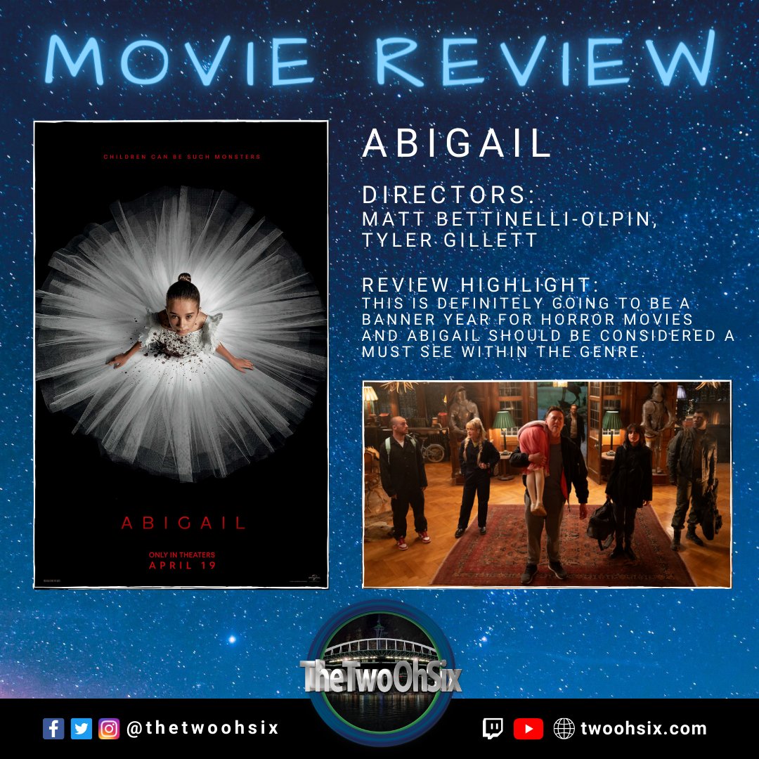 Abigail, starring Melissa Barrera, Dan Stevens, and Kathryn Newton, is in theaters now. Full review on TheTwoOhSix website: twoohsix.com/2024/04/abigai… #AbigailMovie #MovieReview #TheTwoOhSix #SeattleCritics @seattlecritics