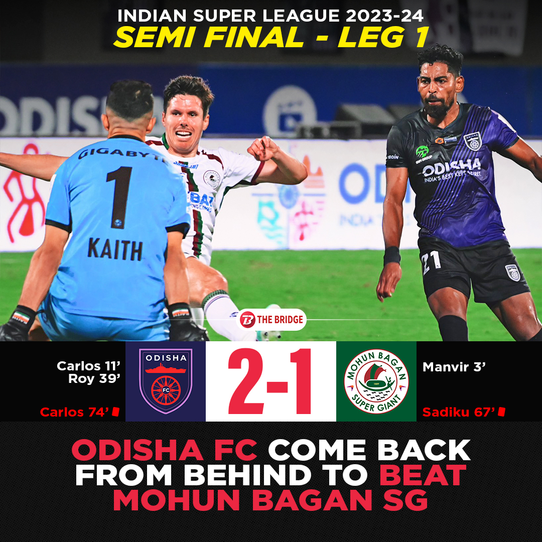 Roy Krishna haunts his former team to put Odisha FC in the front seat in the semi-final tie against Mohun Bagan SG🔥 Can the Mariners turn it around in the second leg at home, or will the Kalinga Warriors go through to the final? 🤔 #IndianFootball⚽️ | #ISL10🏆 | #OFCMBSG⚔️