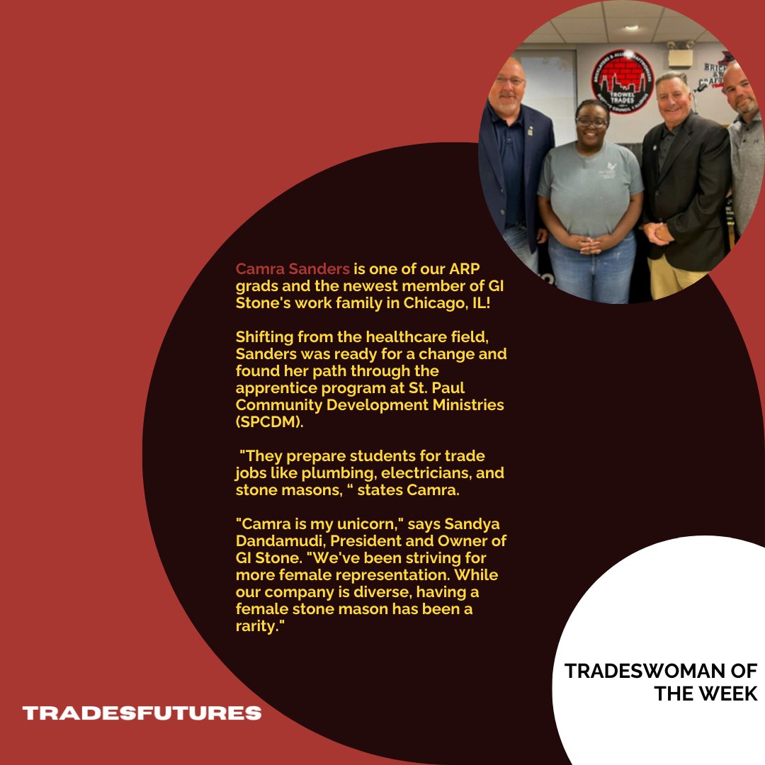 Congratulations to our #TradeswomanoftheWeek,Camra Sanders! She is a testiment to women breaking down barriers in the building trades!🛠️
-
-
-
-
#tradesfutures #buildingtrades #construction #apprenticeship #womenintrades #unionstrong