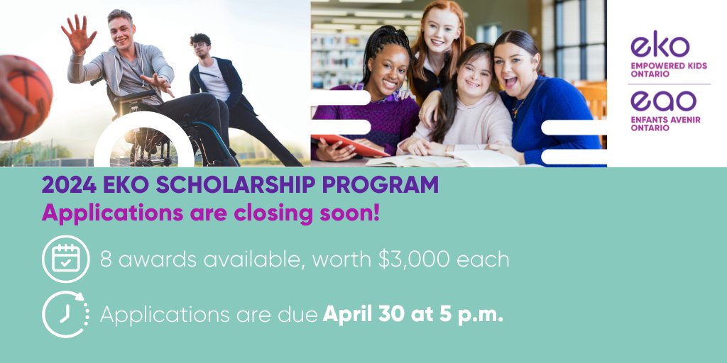 ONE WEEK LEFT!! There is still time, let the fantastic students in your communities know that they have until NEXT TUESDAY to apply. Let's give some scholarships! Students can apply today at empoweredkidsontario.ca/applynow #EmpowerKids #Scholarship #Disability