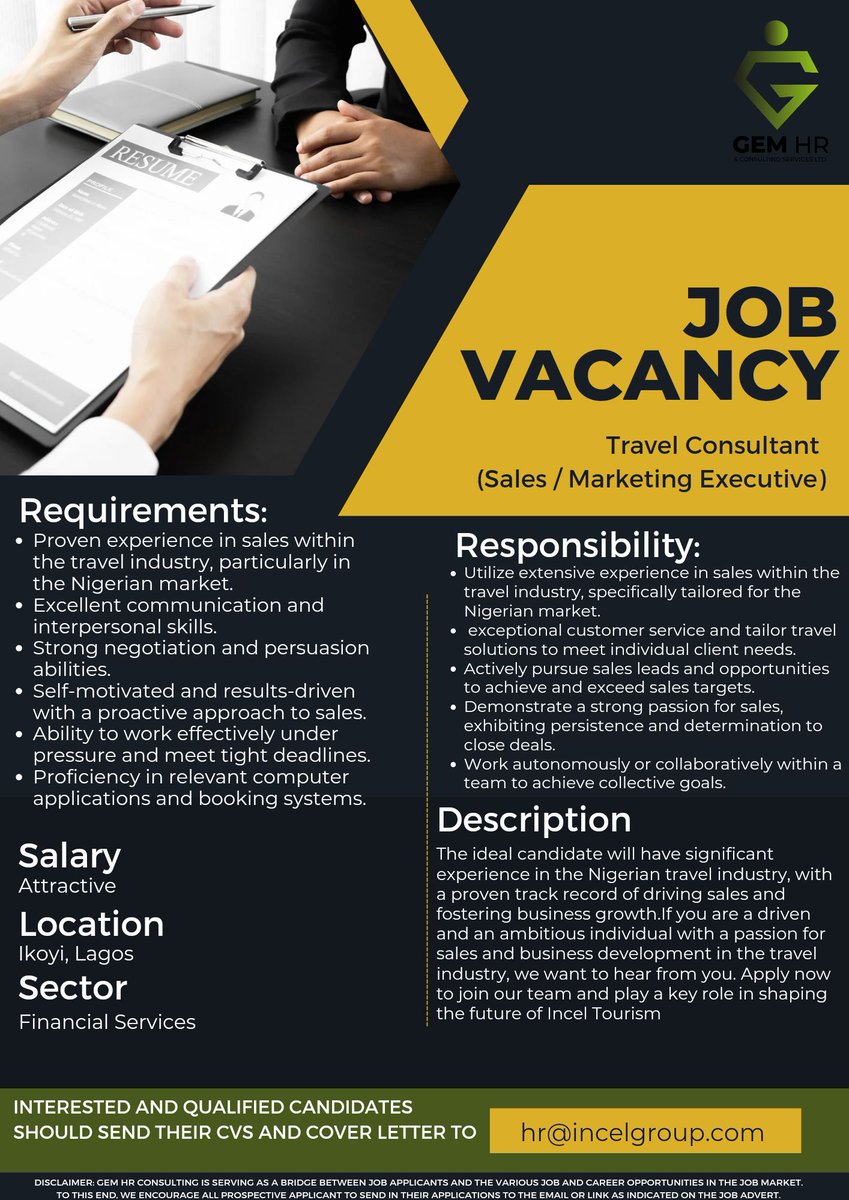 Job Alert! We've got the latest job openings in Travel Consultant! Check out this exciting opportunity and apply now! #travelconsultant 

 #consultancy #ChangeManagement #corporatestrategy #changemanager #smeconsulting #executivecoaching #businessinsider